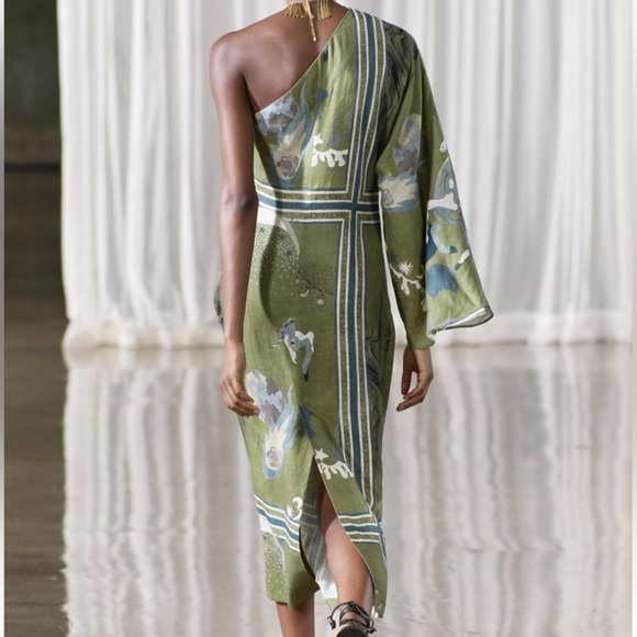 Zara Mystical Printed One Sleeved Dress XS NWT - Picture 2 of 3